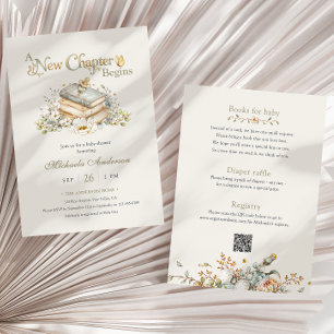 A New Chapter Begins Rustic Book Theme Baby Shower Invitation