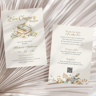 A New Chapter Begins Rustic Book Theme Baby Shower Invitation