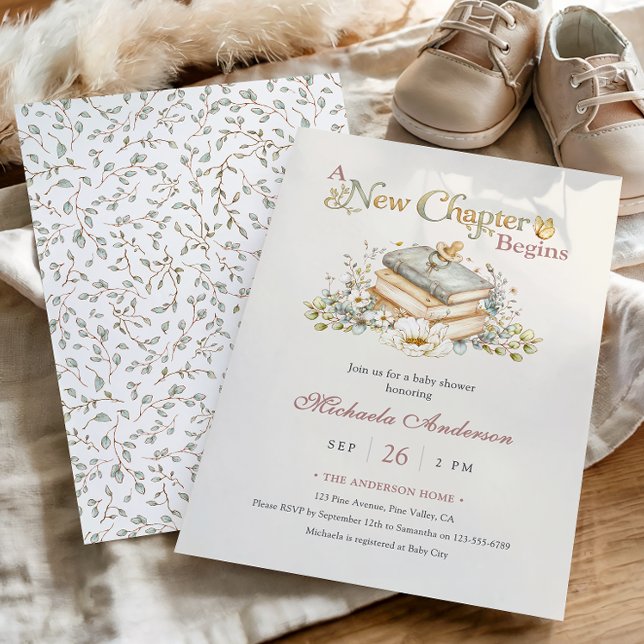 A New Chapter Begins Rustic Book Theme Baby Shower Invitation (Creator Uploaded)