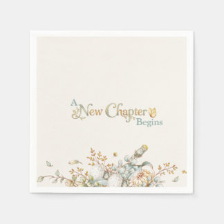 A New Chapter Begins Rustic Book Theme Baby Shower Napkins