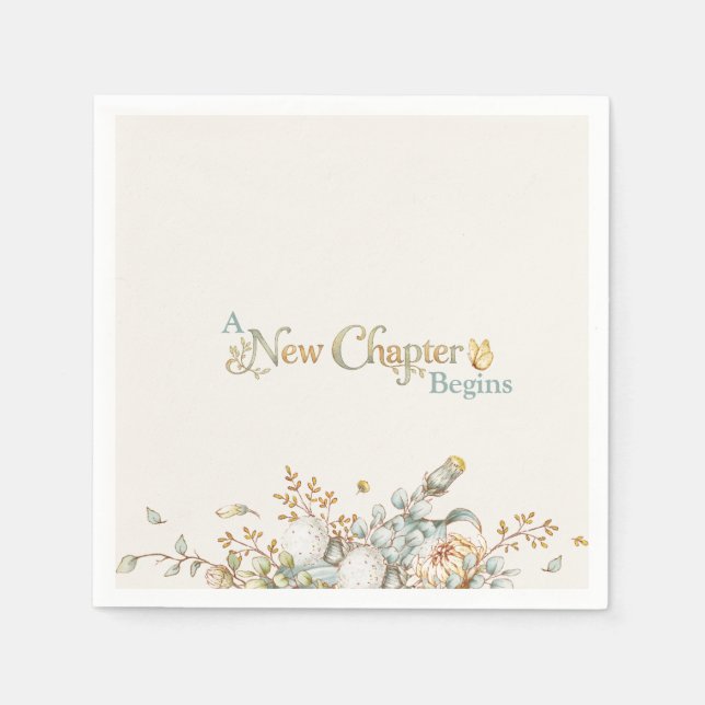 A New Chapter Begins Rustic Book Theme Baby Shower Napkins (Front)