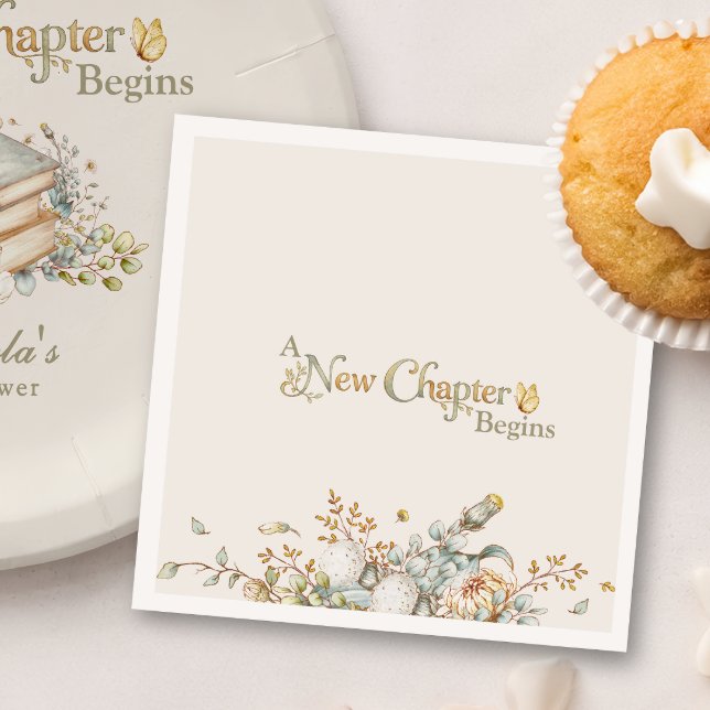 A New Chapter Begins Rustic Botanicals Baby Shower Napkins (Creator Uploaded)