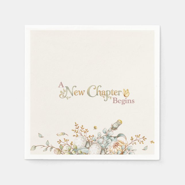 A New Chapter Begins Rustic Botanicals Baby Shower Napkins (Front)