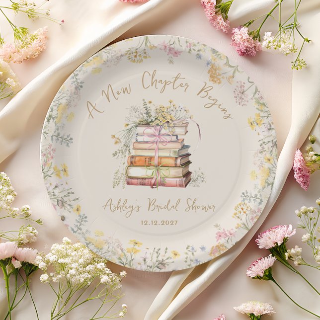 A New Chapter Begins Rustic Bridal Shower Paper Plates (Creator Uploaded)