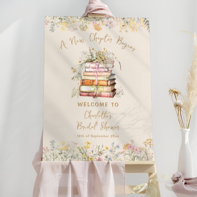 A New Chapter Begins Rustic Bridal Shower Welcome Foam Board (Creator Uploaded)