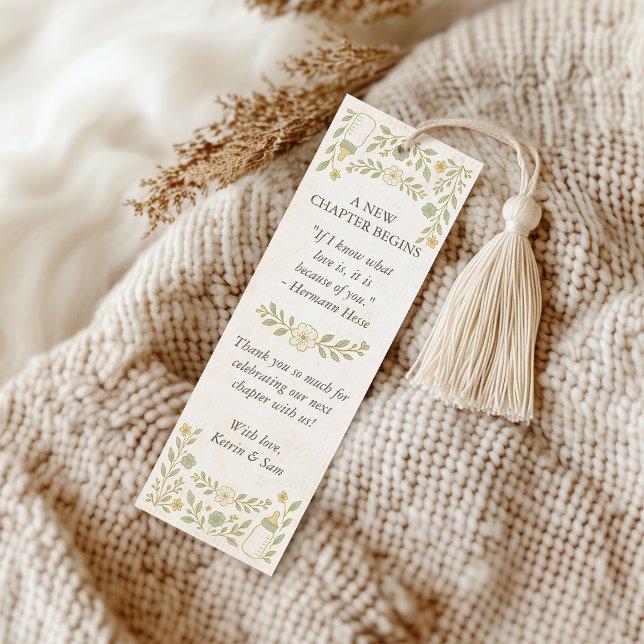 A New Chapter Begins Storybook Baby Shower Favors Bookmarks (A New Chapter Begins Baby Shower Bookmark Favor, Storybook, Our next Chapter, Quote Bookmark Unique)