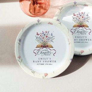 A New Chapter Begins Storybook Baby Shower Paper Plates