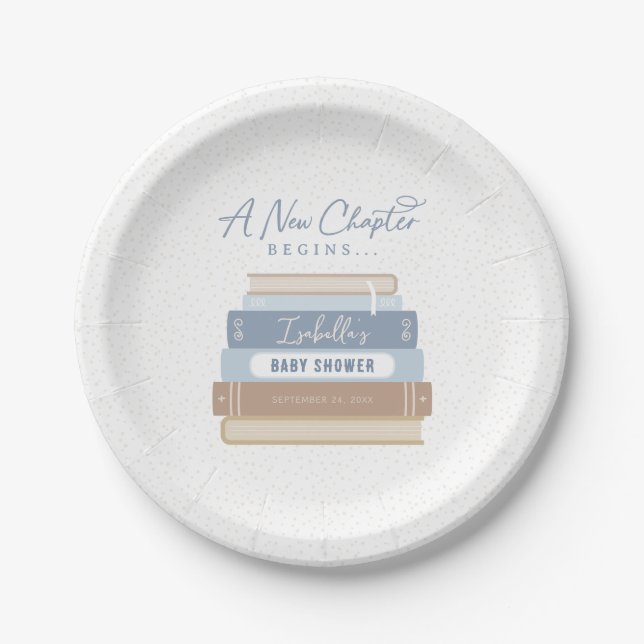 A New Chapter Begins Storybook Baby Shower Paper Plates (Front)