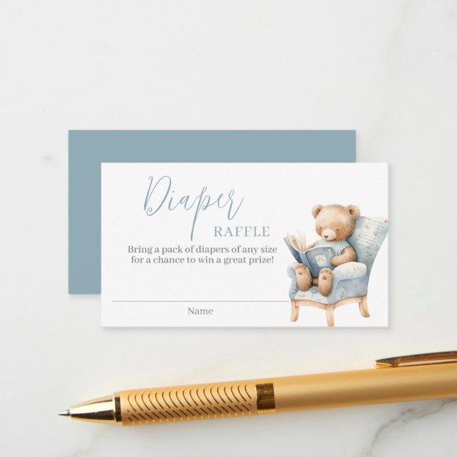 A new chapter Begins Teddy Bear Diaper Raffle Card (Front/Back In Situ)