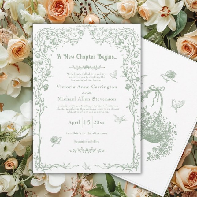 A New Chapter Begins Vintage Elegant Wedding Invitation (Creator Uploaded)