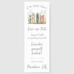 A New Chapter Begins! Wedding Save the Date Bookmarks