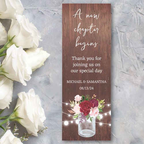 A New Chapter Begins Wedding Wood Mason Jar