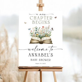 A New Chapter Begins Welcome Baby Shower Sign Book