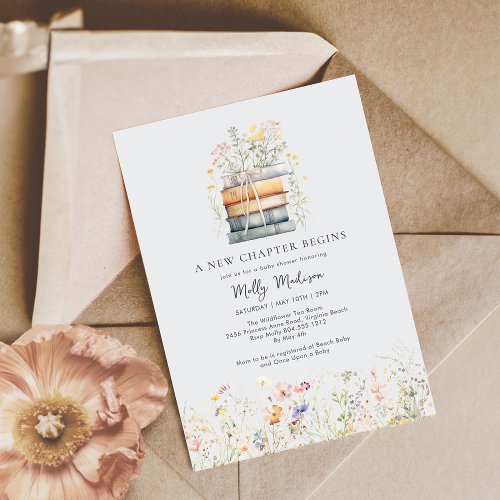 A New Chapter Begins Wildflower Baby Shower  Invitation