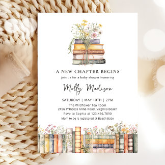 A New Chapter Begins Wildflower Baby Shower Invitation