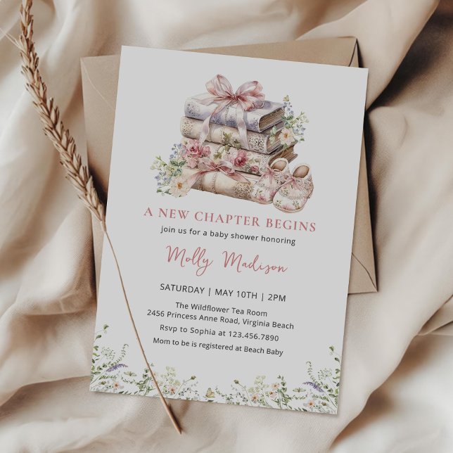 A New Chapter Begins Wildflower Baby Shower Invitation (Creator Uploaded)