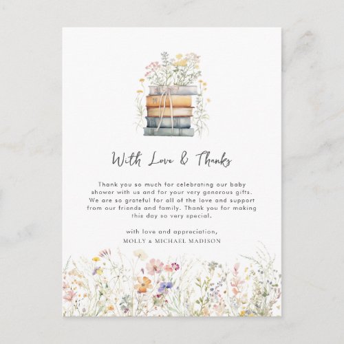 A New Chapter Begins Wildflower Baby Shower Postcard