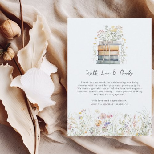 A New Chapter Begins Wildflower Baby Shower  Thank You Card