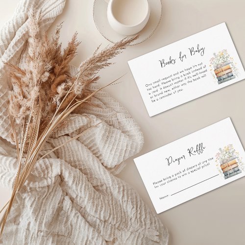 A New Chapter Begins Wildflower Book Baby Shower Enclosure Card