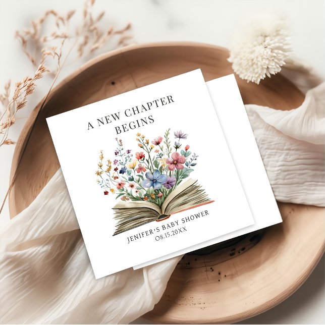 A New Chapter Begins Wildflower Book Baby Shower Napkins (Creator Uploaded)