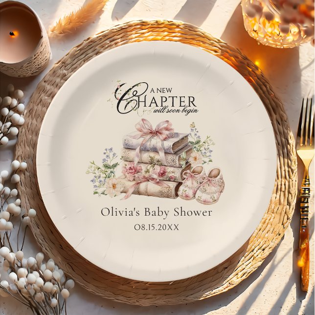 A New Chapter Begins Wildflower Book Baby Shower  Paper Plates (Creator Uploaded)