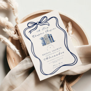 A New Chapter Blue Bow Bridal Shower Invitation
