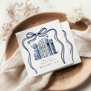 A New Chapter Blue Bow Bridal Shower Napkins