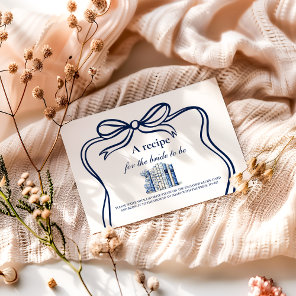 A New Chapter Blue Bow Bridal Shower Recipe Enclosure Card