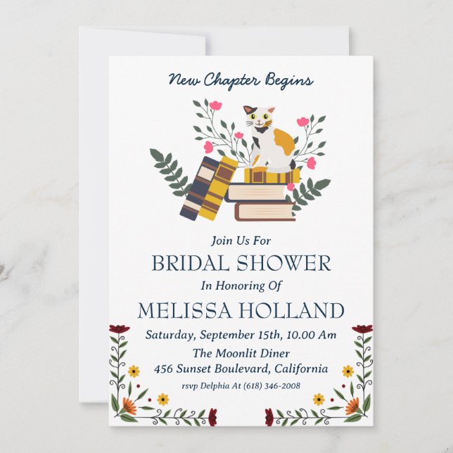 a new chapter book bridal shower invitations (Front)