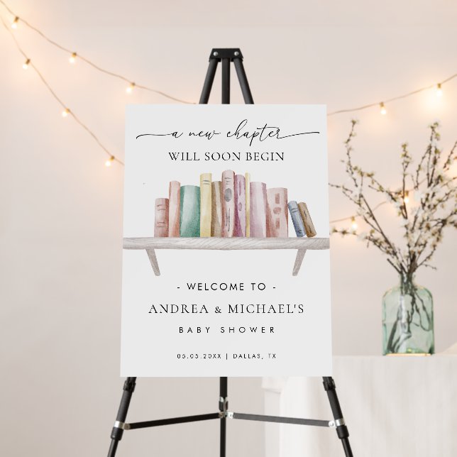 A New Chapter Book Theme Baby Shower Welcome Sign (In Situ (Stand))