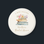 A New Chapter Books Bridal Shower Magnet<br><div class="desc">Celebrate love, literature, and new beginnings with the Wildflower and Books "A New Chapter" magnet, a charming keepsake that brings a touch of vintage romance to any space. Featuring delicate handpainted watercolor illustrations of stacked books and soft wildflowers in hues of pink, blue, green, and gold, this magnet is both...</div>