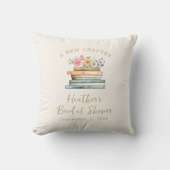 A New Chapter Books Bridal Shower Throw Pillow (Front)