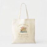 A New Chapter Books Bridal Shower Tote Bag<br><div class="desc">Take the magic of your bridal shower with you wherever you go with the Wildflower and Books "A New Chapter" tote bag, a stylish and practical keepsake for book lovers and brides alike. Adorned with elegant handpainted watercolor illustrations of vintage books and soft wildflowers in hues of pink, blue, green,...</div>