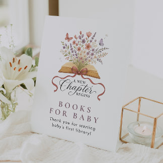 A New Chapter Books For Baby Shower Table Top Pedestal Sign