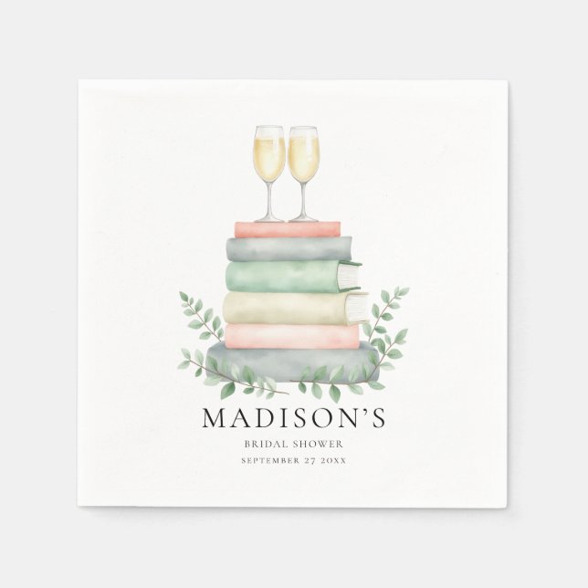 A New Chapter Books Prosecco Bridal Shower Napkins (Front)