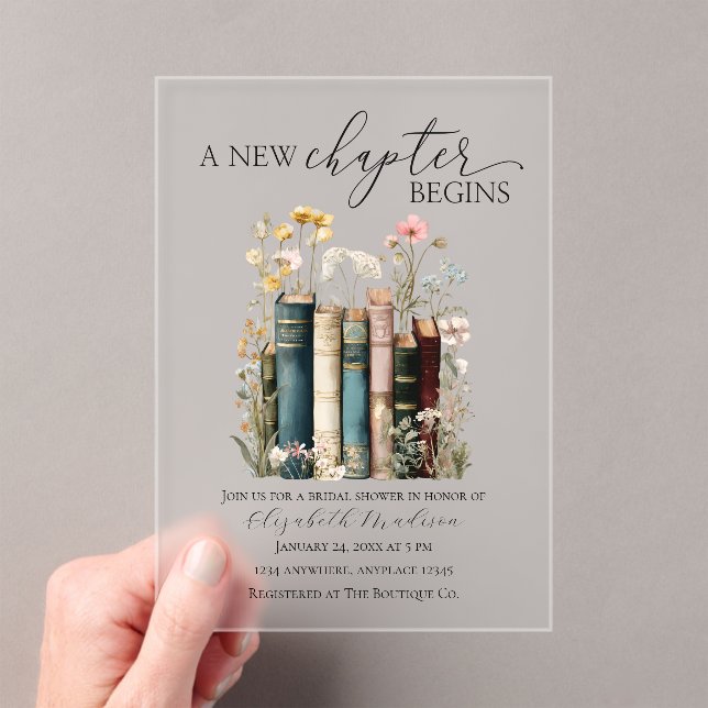 A New Chapter Bridal Shower Acrylic Invitation (Insitu (Handheld))