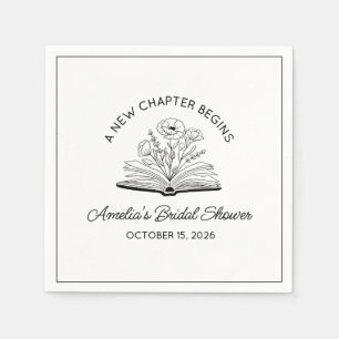 "A New Chapter" Bridal Shower Book Lover Elegant Napkins