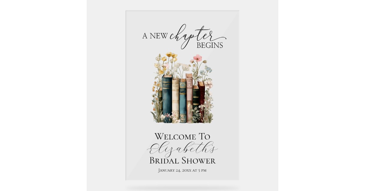 A New Chapter Bridal Shower Welcome Sign | Zazzle