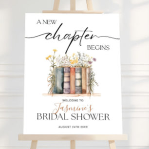 A New Chapter Bridal Shower Welcome Sign, Editable Foam Board