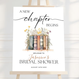 A New Chapter Bridal Shower Welcome Sign, Editable Foam Board