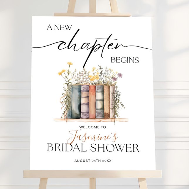 A New Chapter Bridal Shower Welcome Sign, Editable Foam Board (Creator Uploaded)