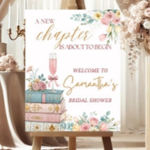 A New Chapter Bridal Shower Welcome Sign Template,