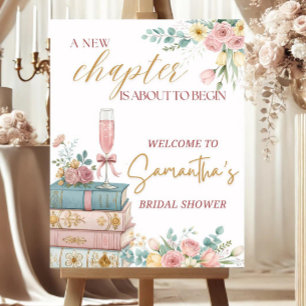 A New Chapter Bridal Shower Welcome Sign Template,