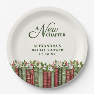 A New Chapter Christmas Book Themed Bridal Shower Paper Plates