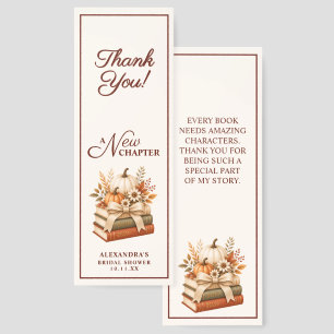 A New Chapter Fall Pumpkin Books Bridal Shower Bookmarks