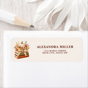 A New Chapter Fall Pumpkin Books Bridal Shower Label