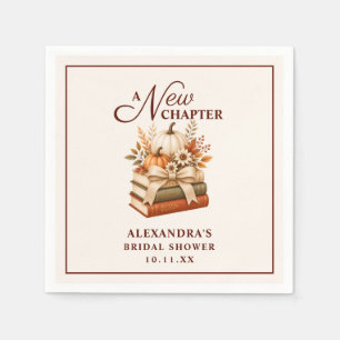 A New Chapter Fall Pumpkin Books Bridal Shower Napkins