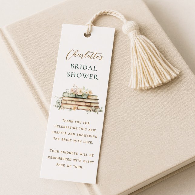 A New Chapter Floral Book Bridal Shower Favor Bookmarks (Creator Uploaded)
