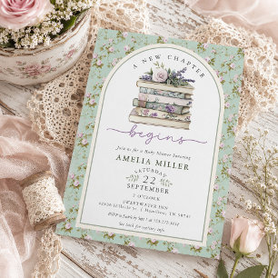 A New Chapter Floral Book Shabby Chic Baby Shower Invitation