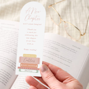 A New Chapter Hand Drawn Storybook Baby Shower Bookmarks